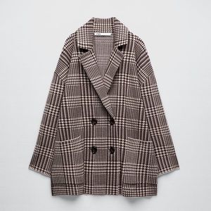 ZARA HOUNDSTOOTH KNIT BLAZER